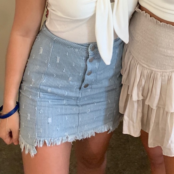 Boutique Striped Jean Skirt - Picture 1 of 1